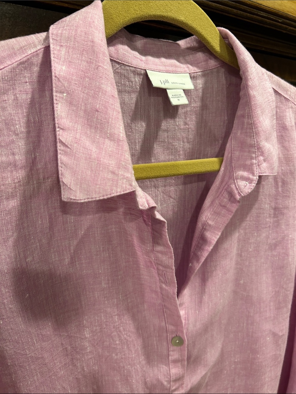 J. Jill Long-Sleeve Button-Front Linen Tunic in Lilac - Picture 8 of 15